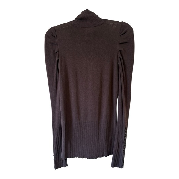 Nougat London Turtleneck Lace Front Long Sleeve Silk Sweater - Size 10 - Picture 3 of 14